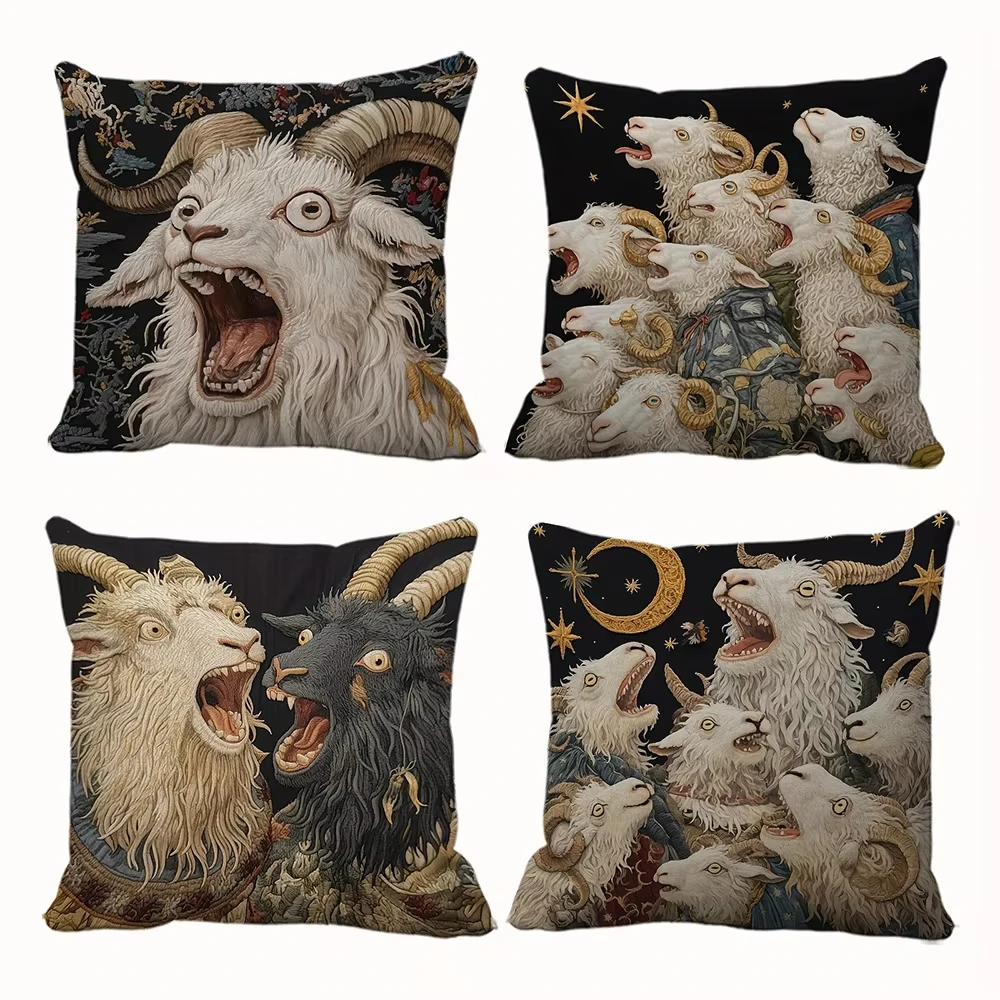Exquisite Goat Printed Cushion Pillow CaseCovers Fantasy Inspired Sofa Home Room Decor