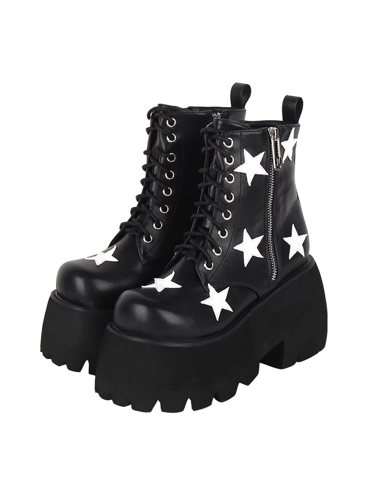 2024 New Lolita Cos Retro Punk Boots Big Head Strap Five Star Short Boots Cos Japanese Loli Boots