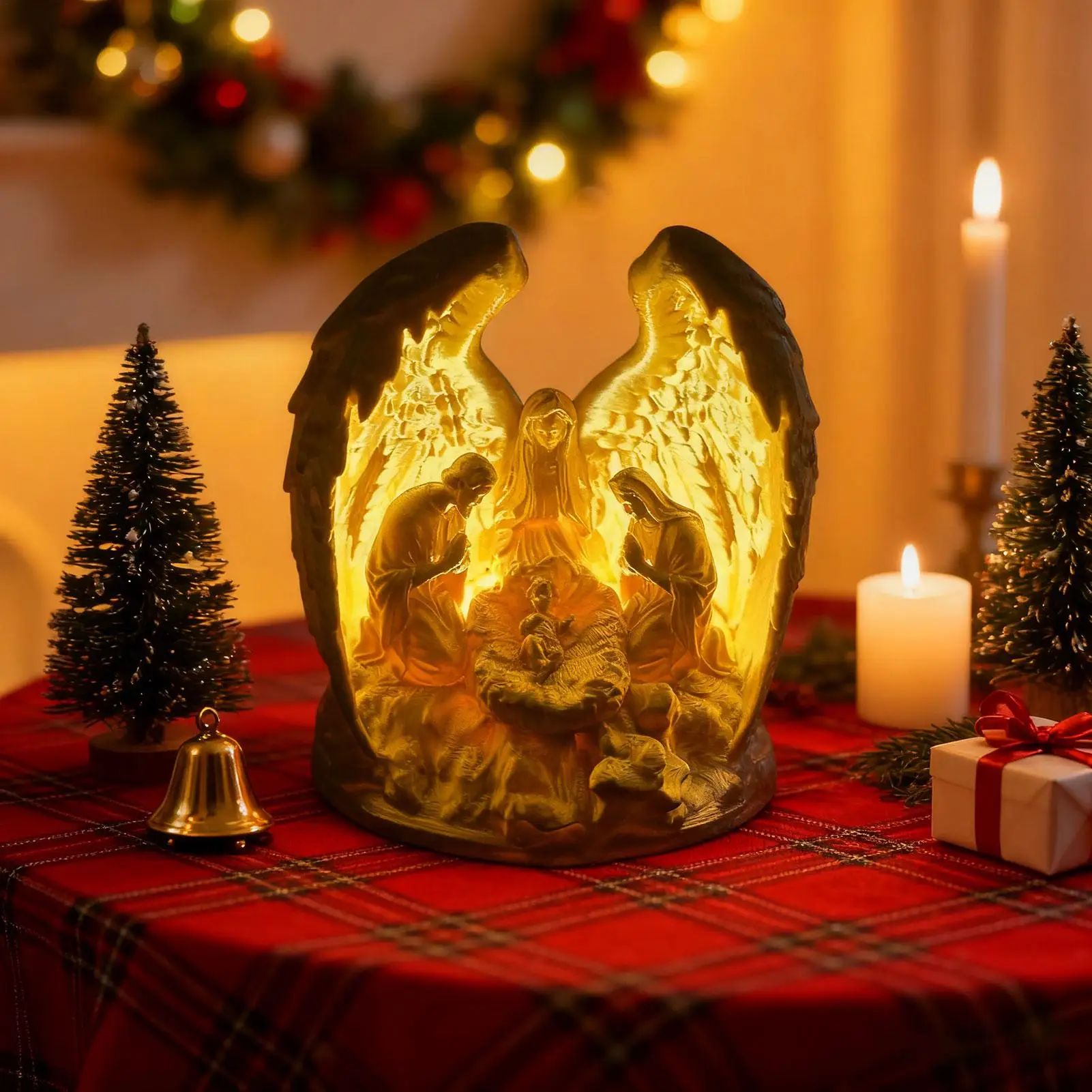 Nativity Scene Candles 3D LED Religious Home Decor Christian Christmas Decor for Holiday Birthday Party Church Home Offices Desk