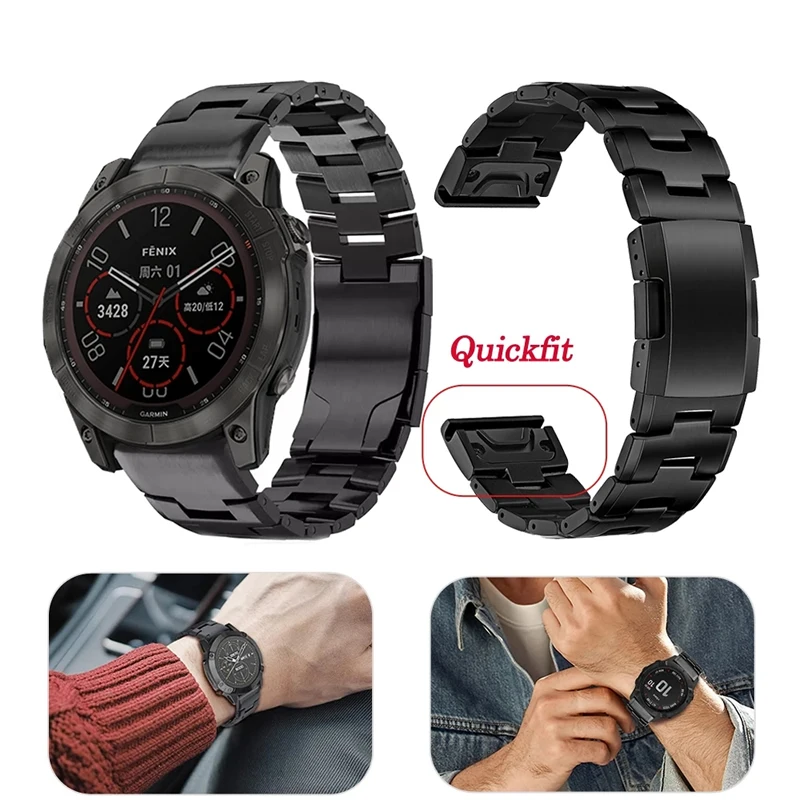 for Garmin Instinc 2 2X 22mm 26mm Quickfit Titanium Straps Fenix 7X 6X 7 6 /Enduro /Enduro2/Descent MK1 MK2 Epix Gen 2 Wristband