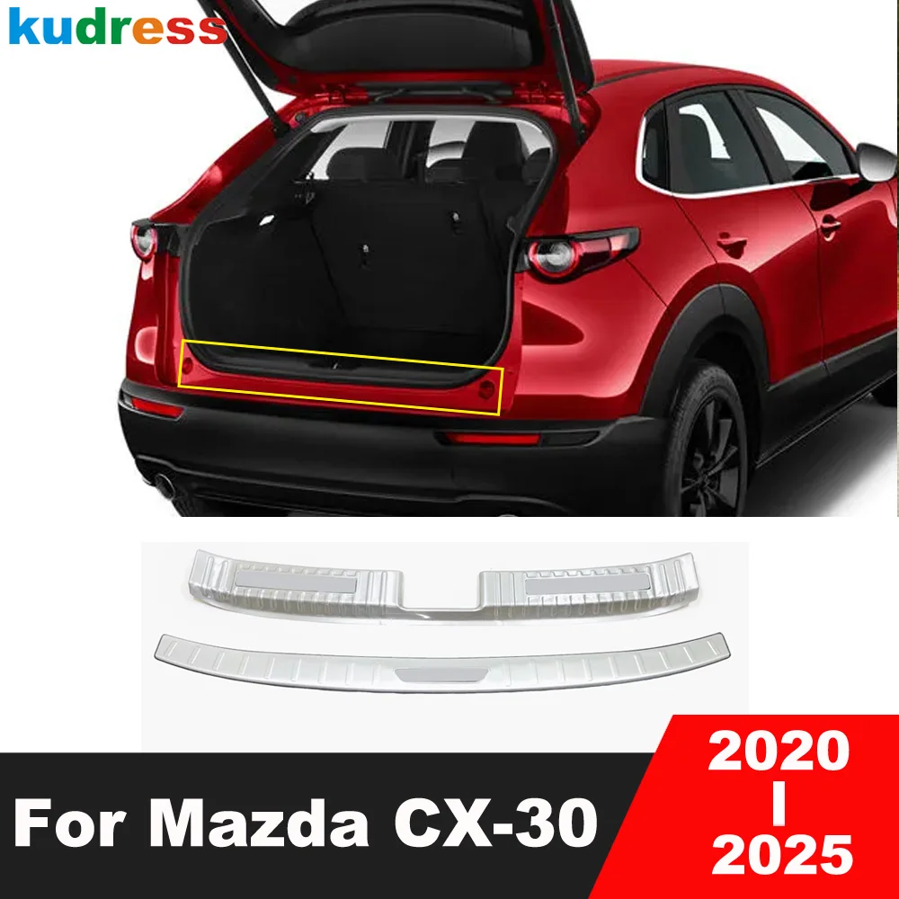 

Rear Trunk Bumper Cover Trim For Mazda CX30 CX-30 2020-2022 2023 2024 2025 Steel Car Tailgate Door Sill Plate Guard Accessories