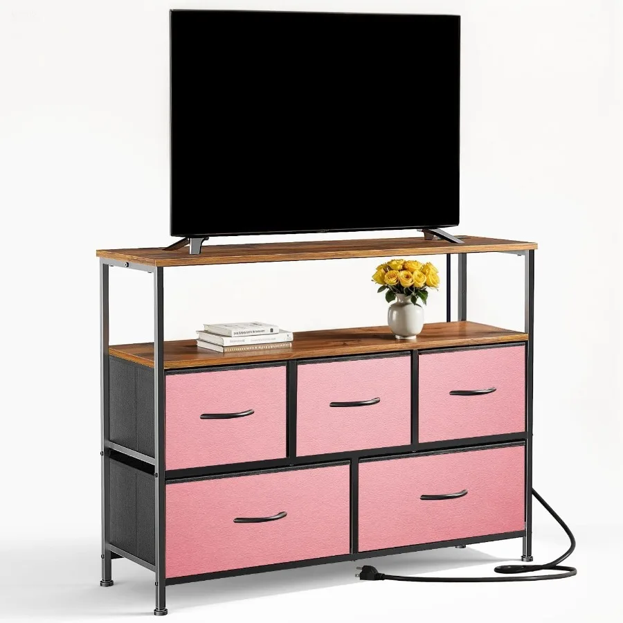 

Подставка под телевизор с 5 тканевыми ящиками. Абстрактная розовая бумага, пастельные цвета. Яркий полутон. Комод из легкой бумаги для спальни. Широкий Che.