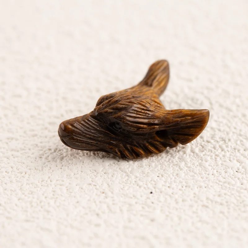 Brown Natural Tiger-Eye Wolf Head Pendant for Necklace Fashion Handmade Jewelry Charm Gift Accessories 36x24x12mm 9g