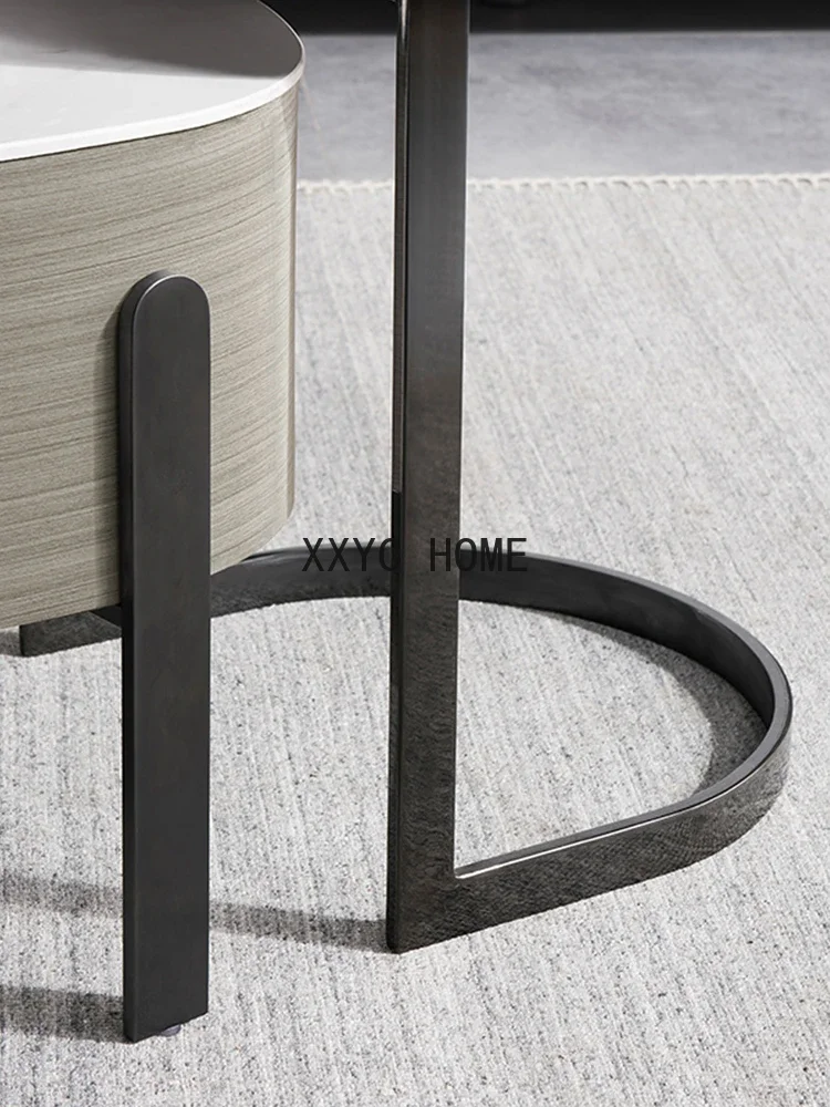 Cream Style Coffee Table TV Cabinet Combination Modern Minimalist Stone Plate Living Room