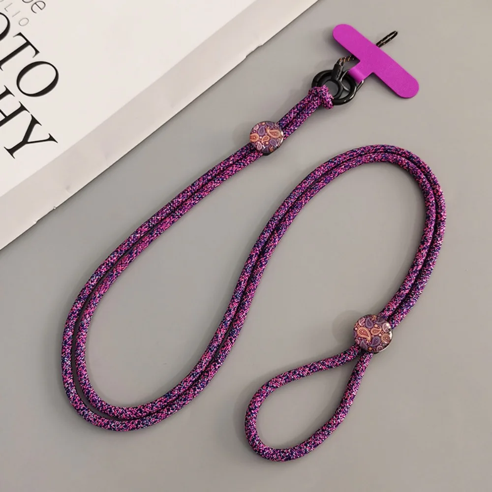 

Crystal Stone Mobile Phone Chains Strap Adjustable Hanging Neck Cross-body Phone Hanging Chain Colorful Pattern Sturdy