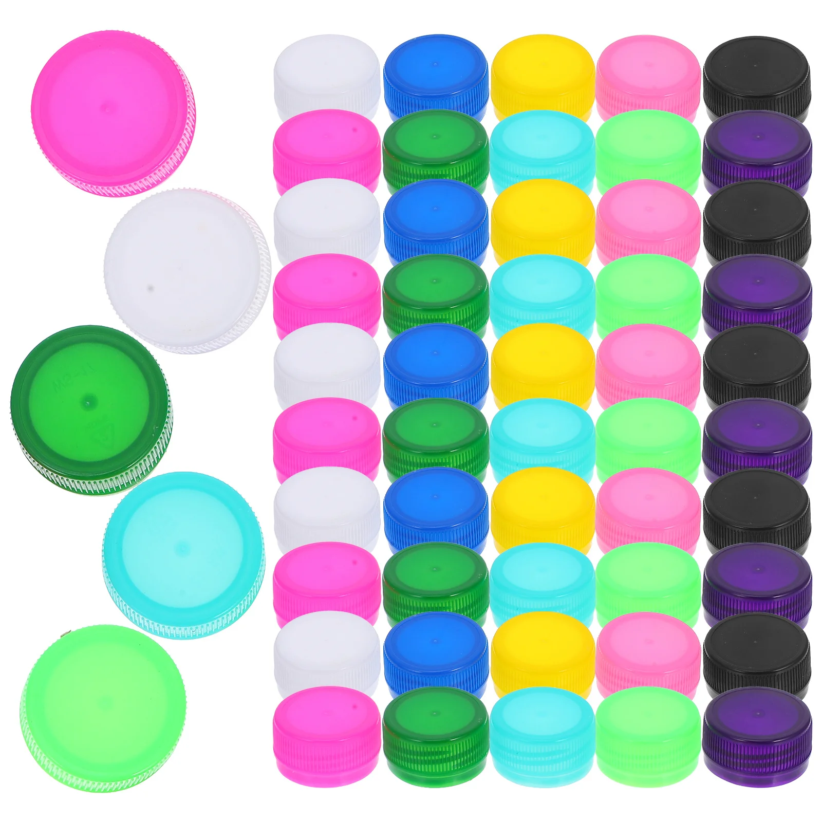 100 pçs tampas de garrafa de plástico colorido diy capa de garrafa para crianças projetos de arte artesanato fino acabamento educacional jogo de quebra-cabeça