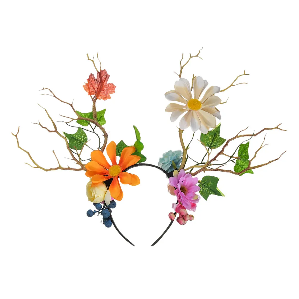 

1Pcs Delicate Chic Antlers Hair Hoop Elastic Stretch Headband for Festival Christmas Stage Performance Party Photography Props