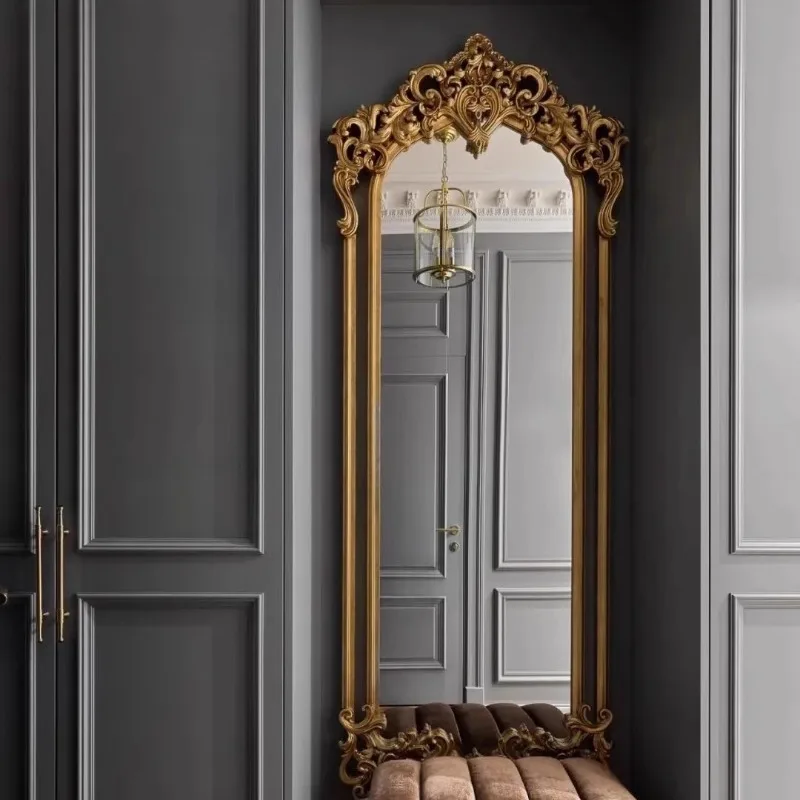 Design Bedroom Mirrors Full Body Nordic Wooden Tall Luxury Vintage Floor Mirrors Designer Modern Miroir Sur Pied Furniture Home image 4
