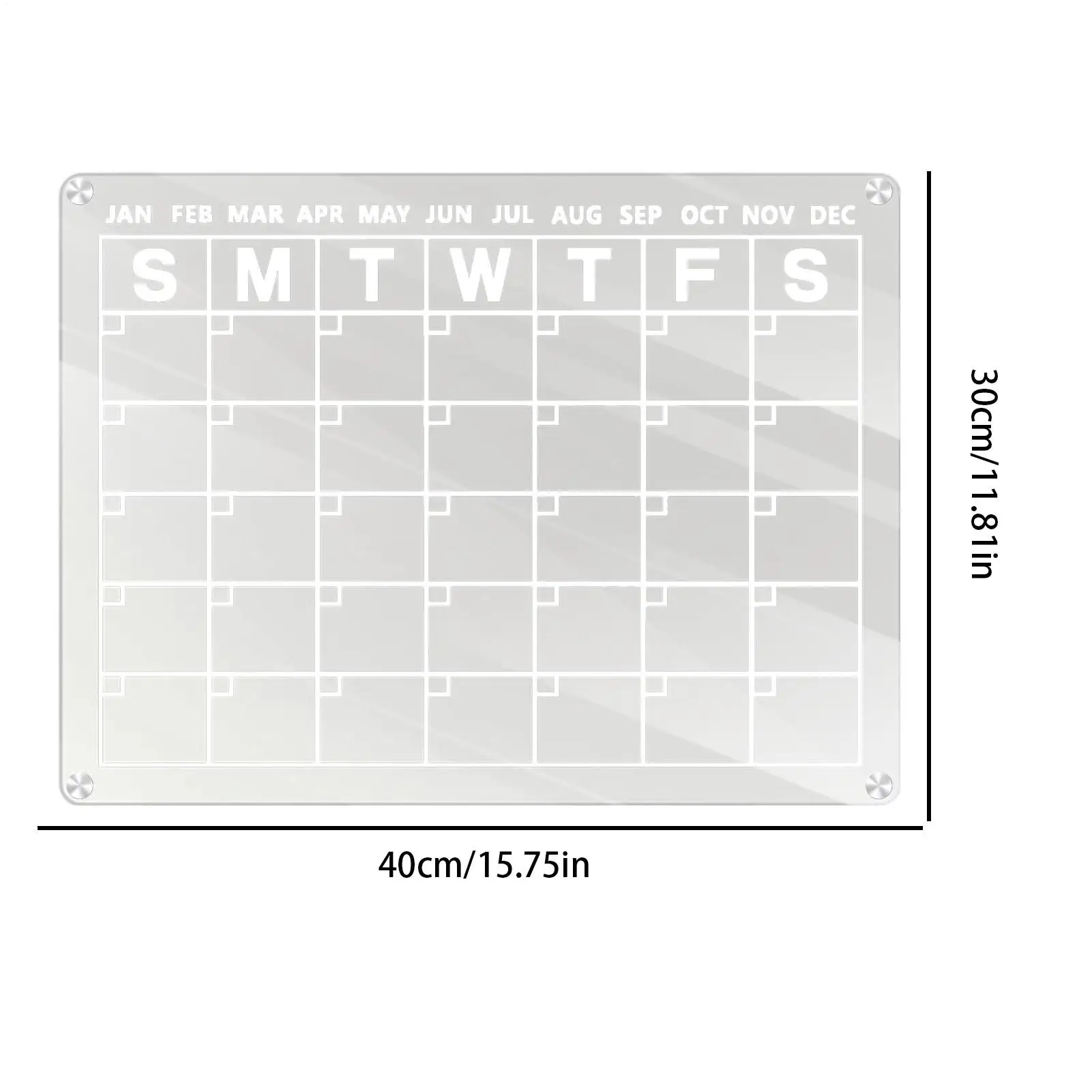 クリア磁気カレンダー冷蔵庫用冷蔵庫カレンダークリアドライイレースボードマンスリープランナーホワイトボード用マーカー6本付き