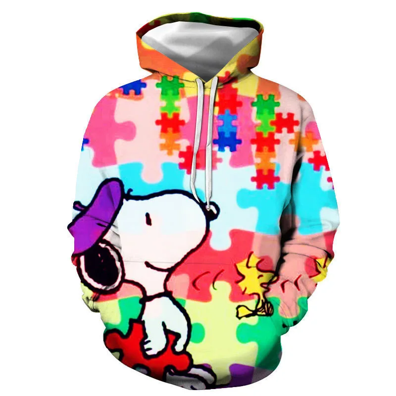 New Snoopy 3D Hooded Sweatshirt for Man Women Anime Prints Hoodie Spring Fall Cartoon Sweatshirts Sports Shirt Student Clothes