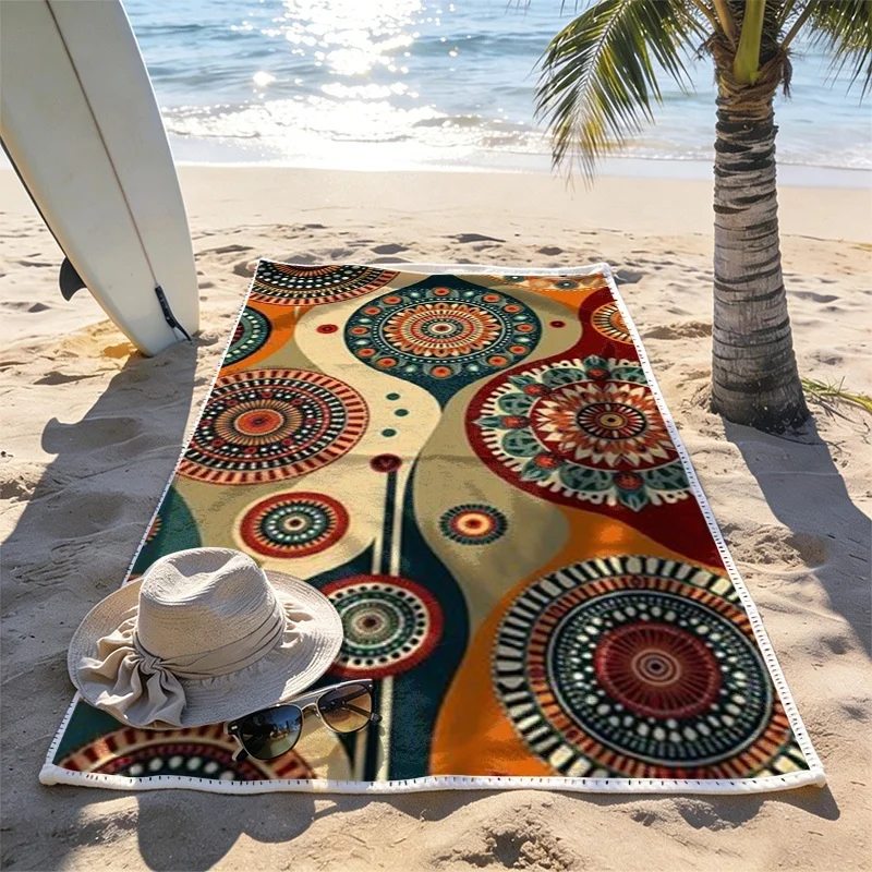 Newest Conch Shell Beach Landscape Print Microfiber Beach Towel Quick Dry Large Ocean Theme Swimming Pool Bath Towel