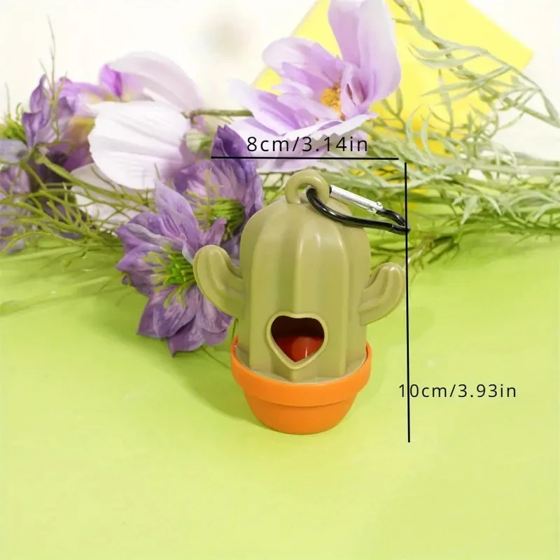 (1 Cactus+1 Garbage Bag) Cactus Type Outdoor Portable Pet Poop Bag Dispenser, Pet Waste Bag Shell