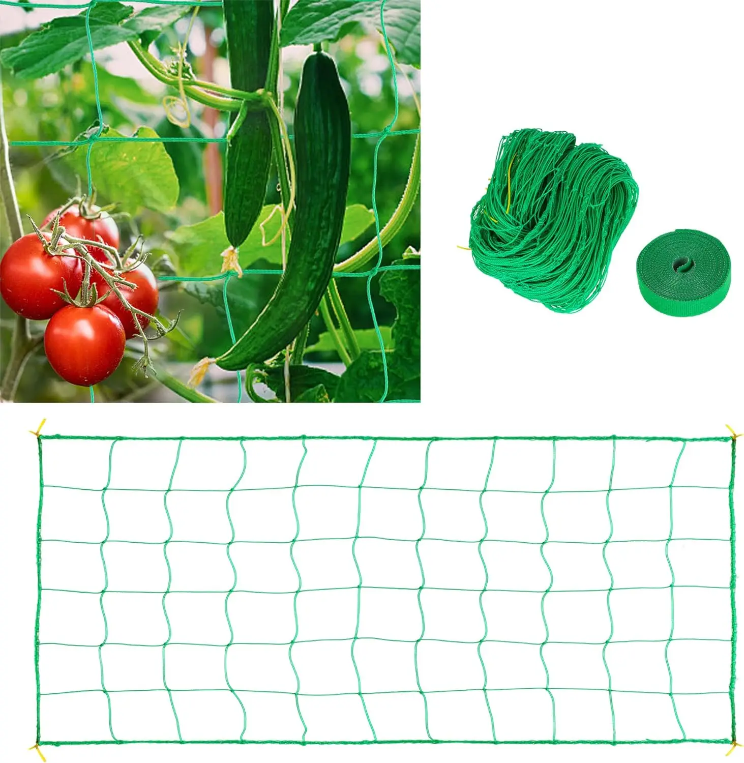 Plant Trellis Netting Garden heavy duty Vine Climbing Netting net for Cucumber Tomato Vegetables fruit Grow Holder Brackets