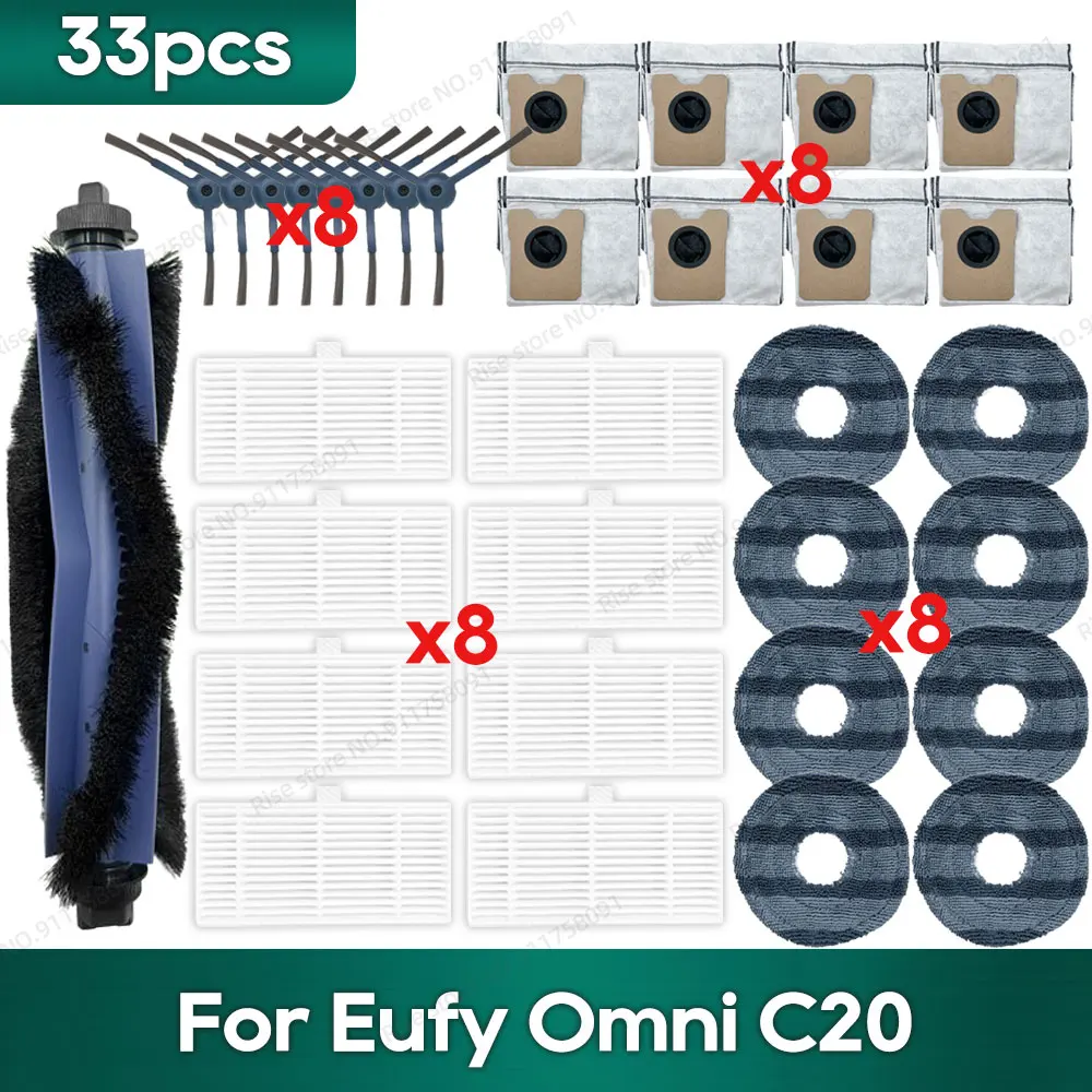 Compatibel voor Eufy Omni C20 Accessoires Stofzak Hepa Filter Roller Zijborstel Mop Doek Reserveonderdelen
