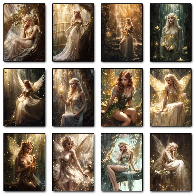 Beaux affiches et impressions sur toile sur le thème des fées et des elfes, impression sur toile, image d'art murale pour salon, décoration de la maison, cadeaux