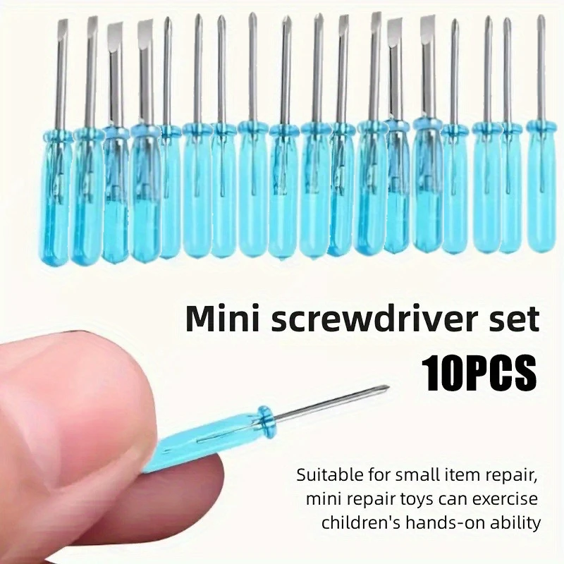 

10PCS Transparent Handle Metal Screw Driver Kit Set Mini Small Portable Radish Head Needle Plate Screwdriver Repair Sewing Tools