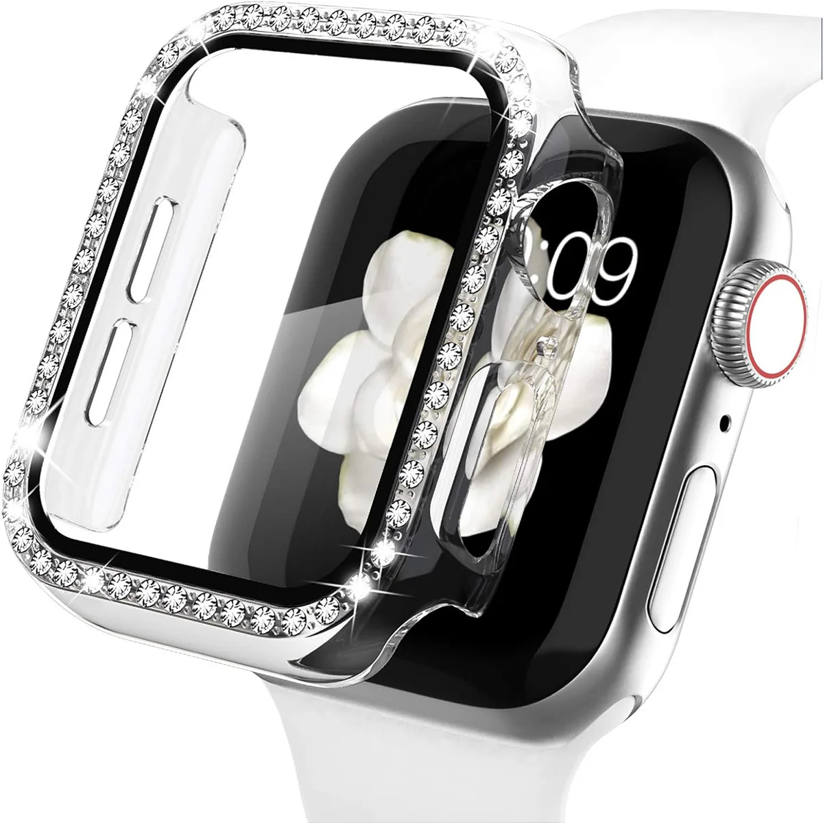 Bling Case for Apple Watch 10/9/8/7 45MM 44MM Protective Case+Glass Screen Protector iWatch Series 6/5/4/3 41MM 40MM 42MM 46MM