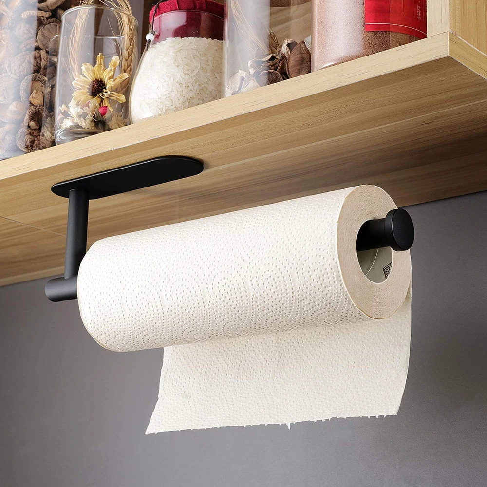 Hanging Paper Roll Towel Holder Bathroom Toilet Storage Stand Kitchen Organizer Napkin Rack Stainless Steel Adhesive Wall Mount