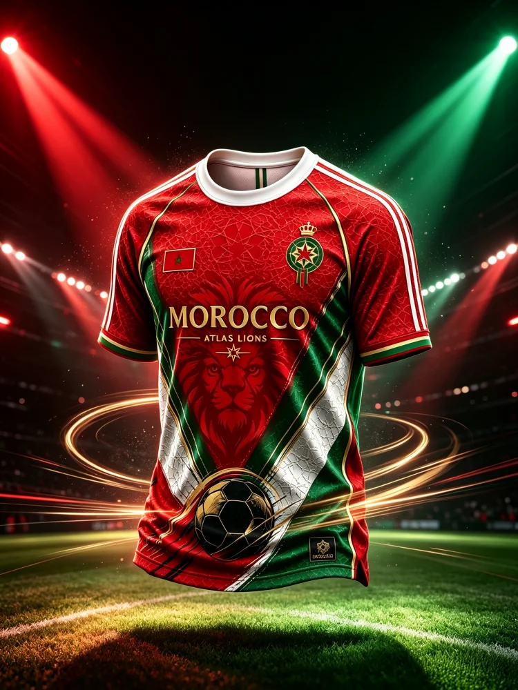 Summer New Morocco Soccer Jersey Sports Breathable Causal Short Sleeve T-Shirt Unisex Fan Supporter Top Casual Family Kids Tees