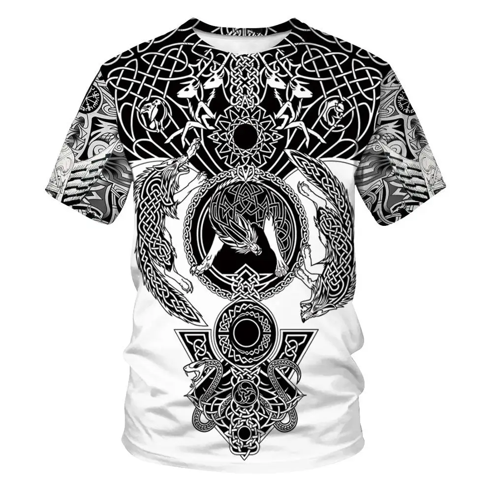 Viking Tattoo 3D Gedrukt Mannen T-shirts Harajuku Mode Korte Mouw Zomer Casual Unisex Tshirt Tops Crewneck Streetwear
