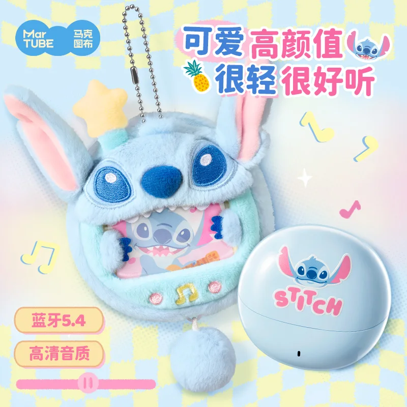 

MARK TUBU Disney Stitch Bluetooth Earphones Wireless Half In Ear 2025 New Cute Anime Headphones for Women Girls Gift