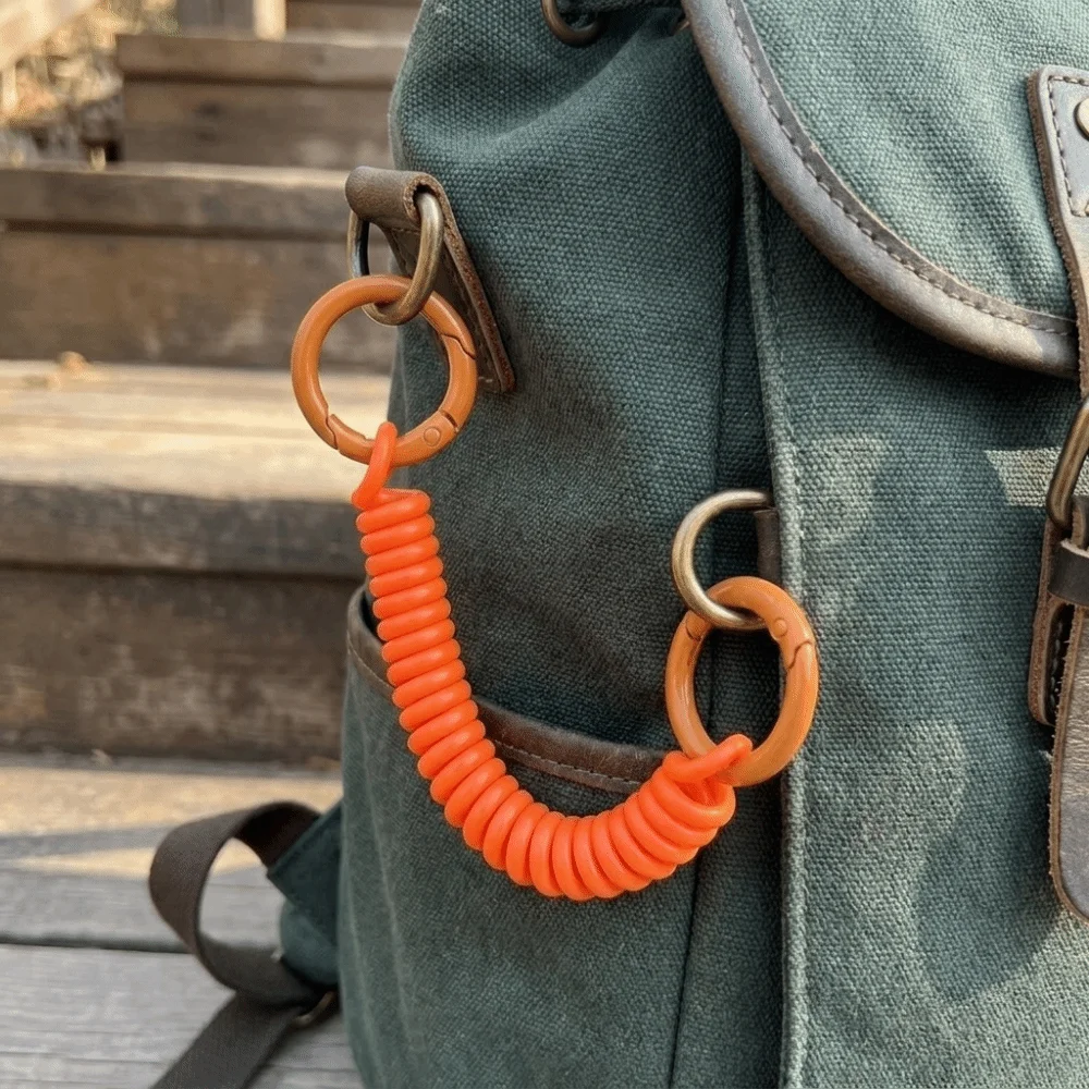 Colorful Retractable Keychain Spring Rope Double Key Rings Spiral Phone Lanyard Lightweight Plastic Anti-Lost Card Holder Strap