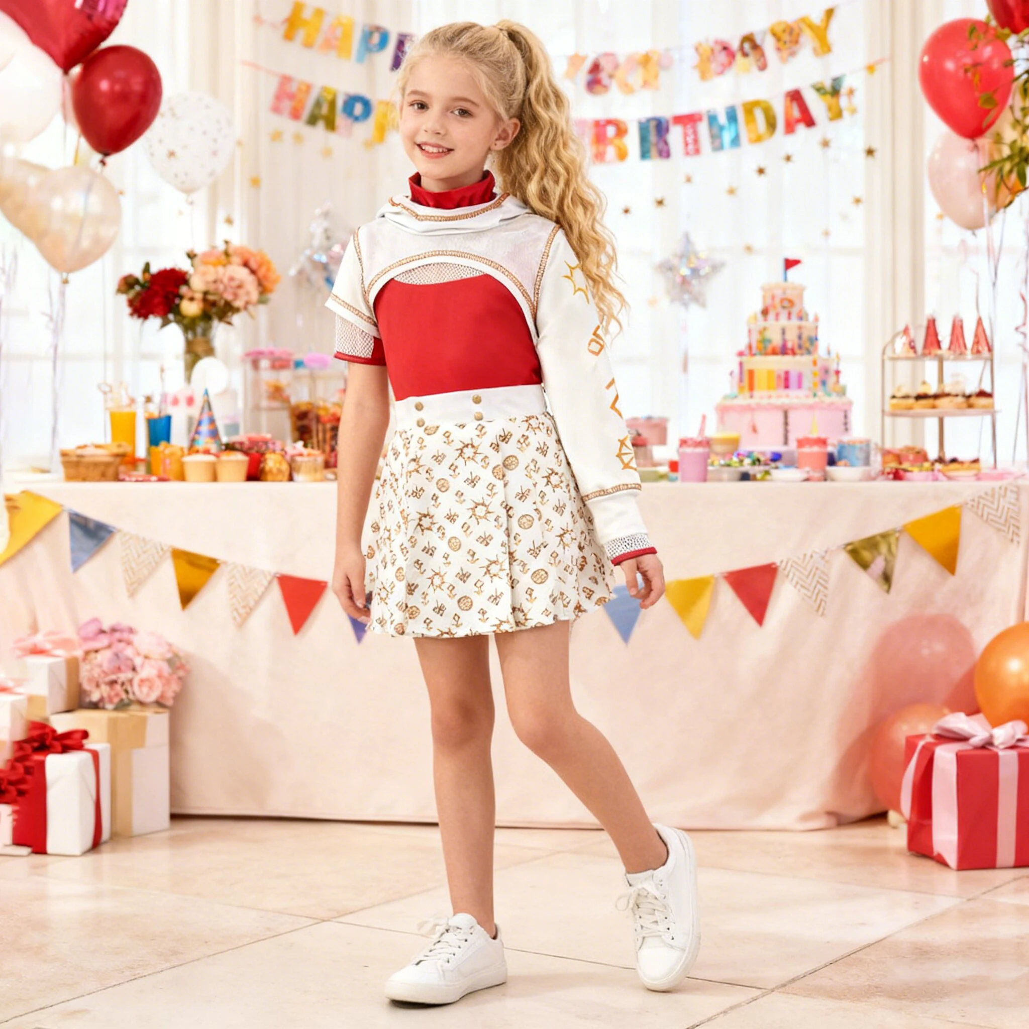 Sommer-Film-Zombies Cosplay-Kostüme für Mädchen 3-teiliger Mantel Schulanzug Geburtstags-Mädchenkleid Karneval Halloween Zombie Kinderkleidung