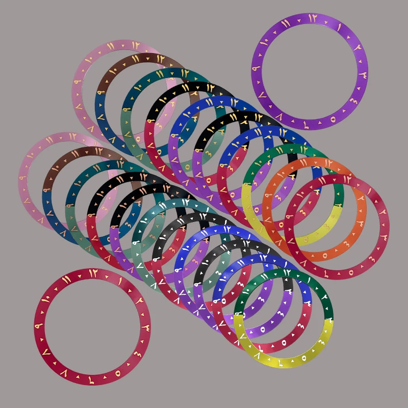 Mod 38mm*30.7mm Bevelled Watch Bezel Arabic Numerals Aluminium Watch Inserts Fit 40mm Watch Case NH35 NH36 GMT Watch Accessories