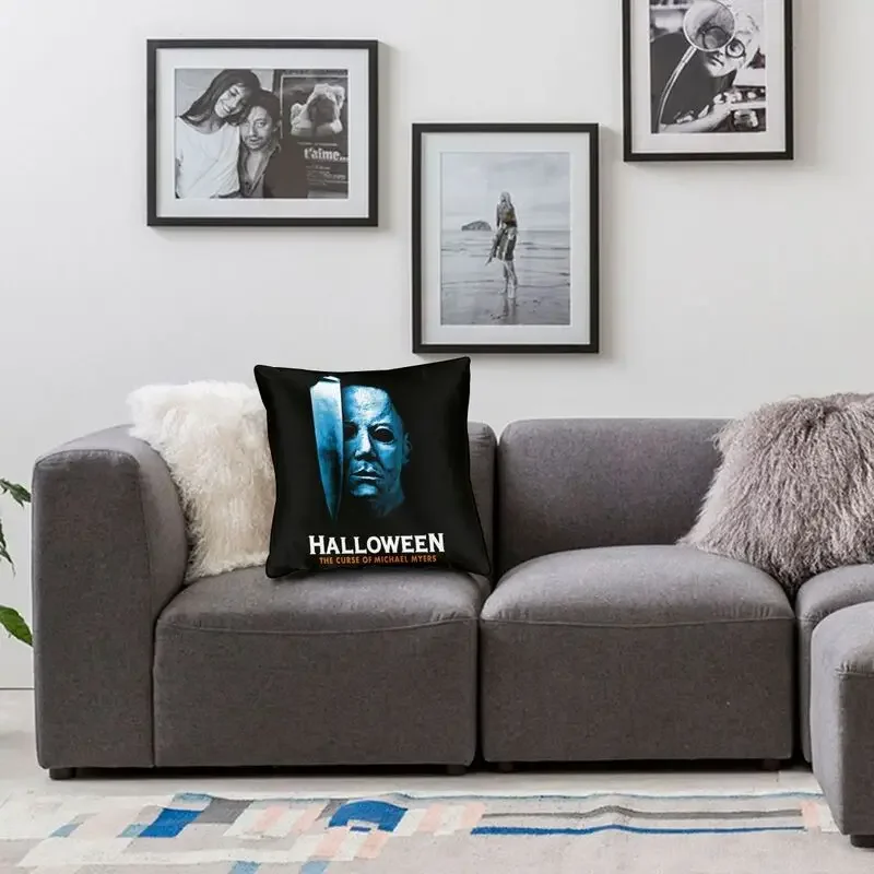 Halloween Michael Myers Cushion Cover Polyester Horror Movie Character Throw Pillow Case for Sofa Square Pillowcase Decoration