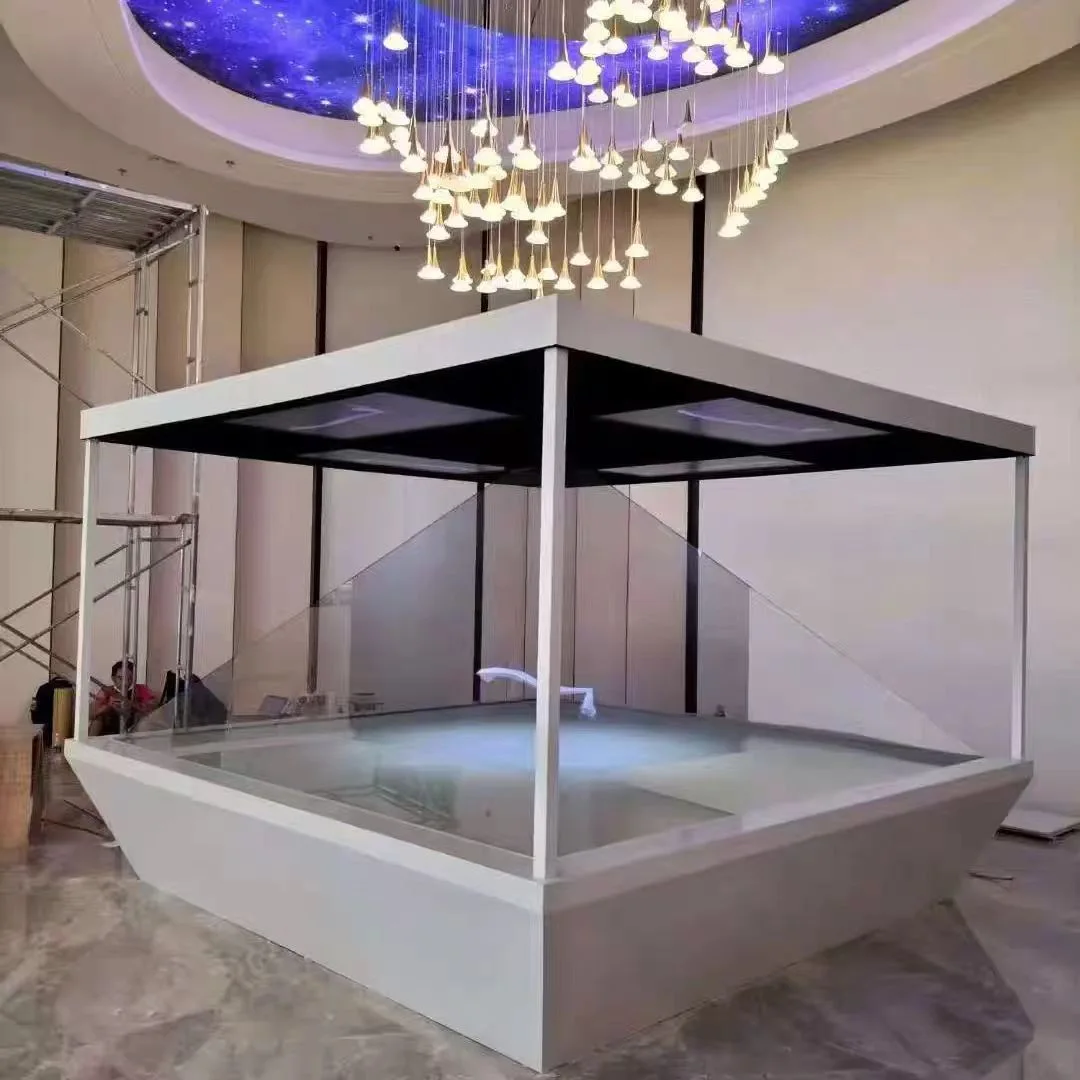 360-Degree Holographic Display Cabinet Naked Eye 3D Holographic Projection 3D Stereoscopic Pyramid Imaging Exhibition