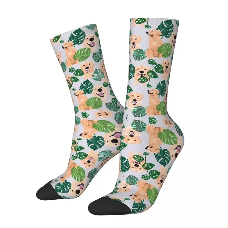 Chaussettes Tropicales sulfpour Homme et Femme, Bas de Haute Qualité, Toutes Saisons, Accessoires pour Cadeau d'Anniversaire, Y2K Golden Retriever, Harajuku