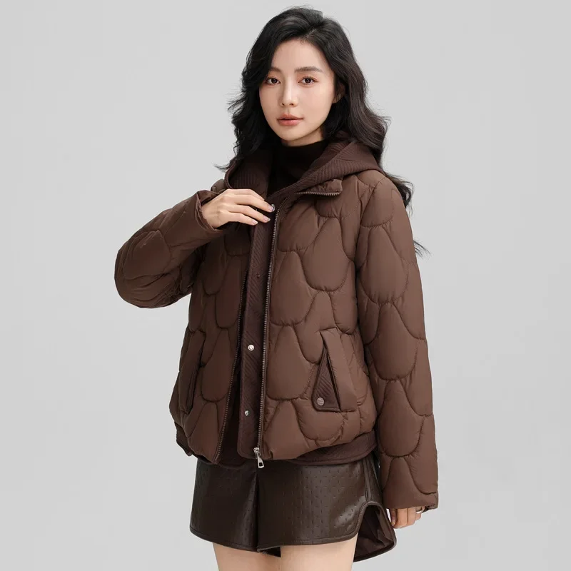 Ladies Winter Parka Coat 2024Versatile Fake Two Items Female Outerwear Korean Version Elegant Women\'s Cotton-Padded Jacket