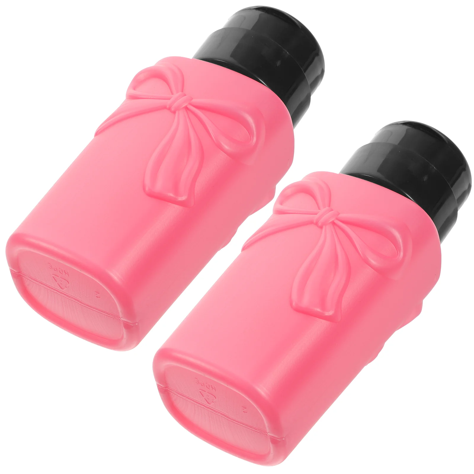 

2 Pcs Nail Gel Polish Remover Travel Bottles Makeup Dispenser Dispensers Lotion Pump Pink Push down Skincare