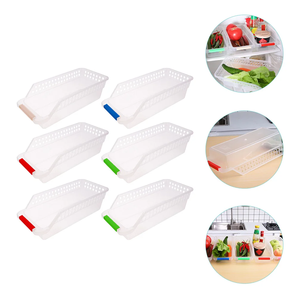 

6 pcs Drawer Storage Box Plastic Baskets for Kitchen Organizer Fruits Vegetables Drinks Lightweight MultiFunctional