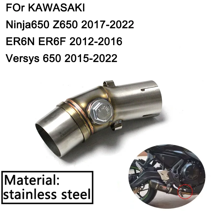 Para Kawasaki ER6N Versys 650 Z650 Ninja 650 Slip on Escape de motocicleta modificado Moto Escape Moto 51mm tubo de enlace medio