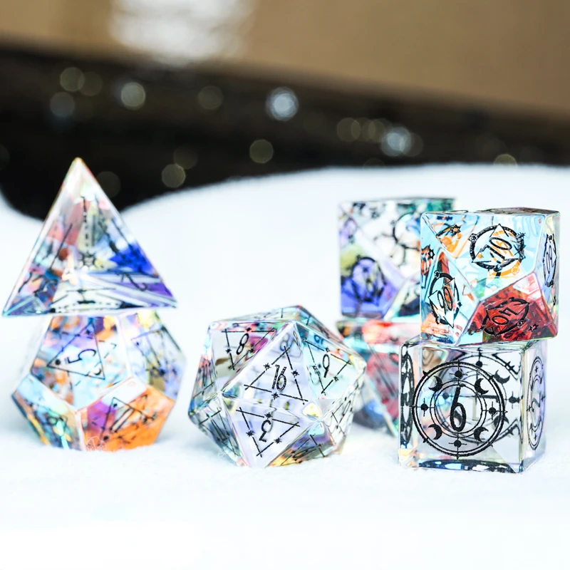 

Rainbow Glass Dice For Role-Playing Games Dungeons And Dragons Call Of Cthulhu Board Games Dice DND COC TRPG Die Dice Set Gifts