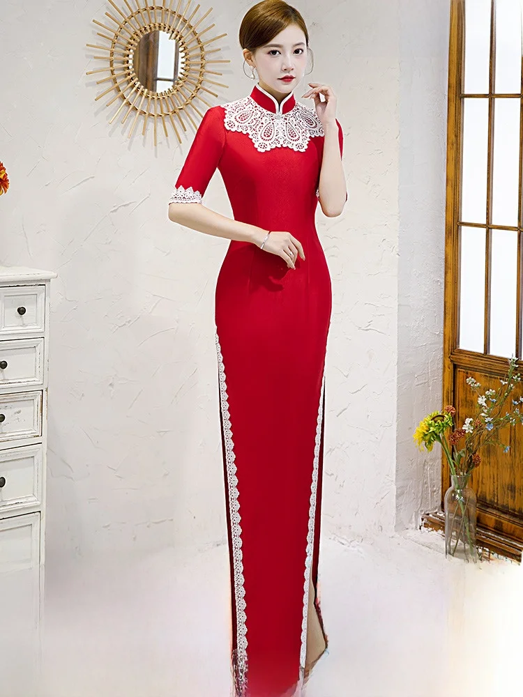 

Улучшенный фасон: Элегантное платье для молодой девушки, модное, новое, для матери невесты, свадебное, ретро, с высоким разрезом