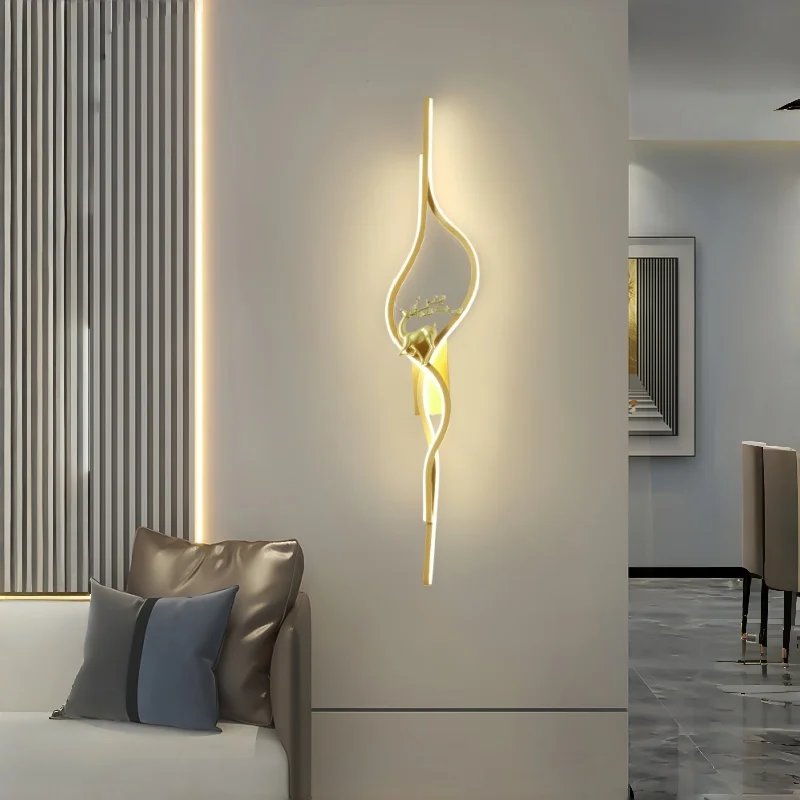 

Modern Luxury Metal Background Wall Lamp Nordic Creative Art Wall Sconce Living Room Dining Room Bedroom Decor LED Wall Light