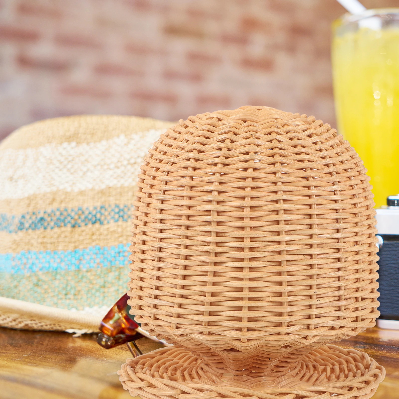 

Rattan Hat Display Stand Storage Rack for Men Baby Helmets Simple Display Holder for Mall Supermarket