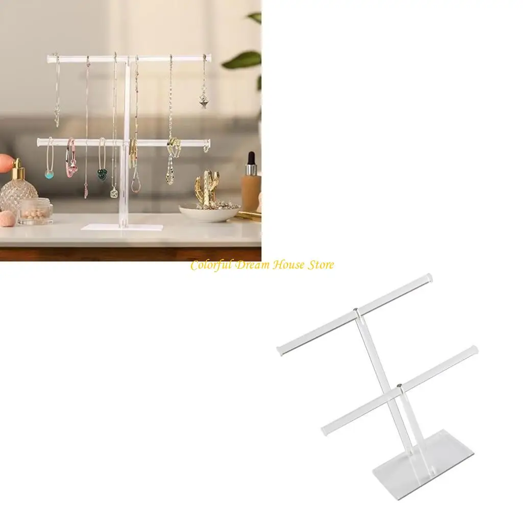 

J7JB Jewelry Stand 2 Layer Display Holder Necklace Display Stand Acrylic Texture