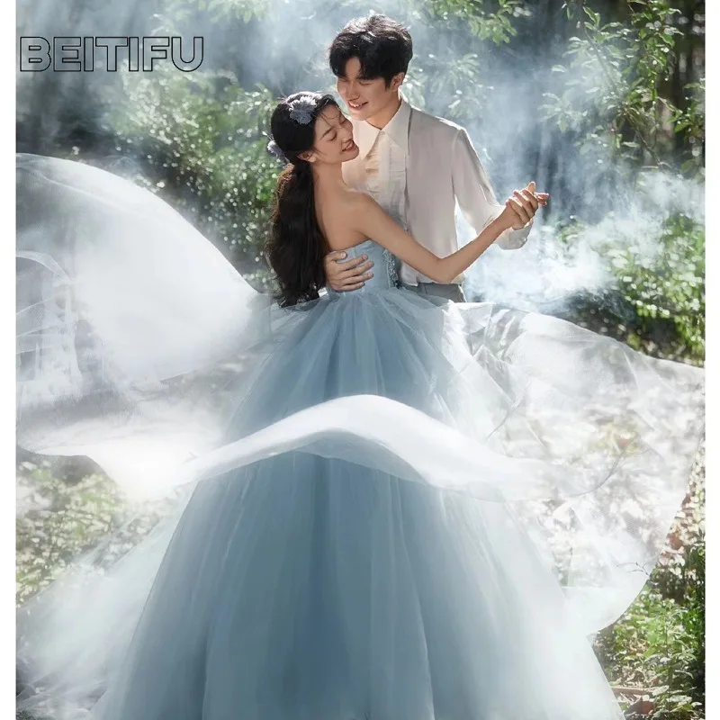 Abiti da sera personalizzati stile principessa per le donne Abito da festa maxi in pizzo dimagrante senza spalline per festa di nozze Abiti da festa