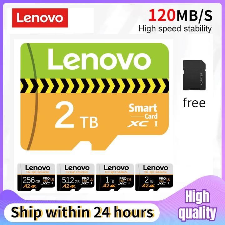 Lenovo การ์ดหน่วยความจำ SD 2TB แบบดั้งเดิม1TB Class 10ความเร็วสูง128GB Micro TF SD Card 64GB 128GB 256GB 512GB สำหรับโต๊ะกล้องโทรศัพท์