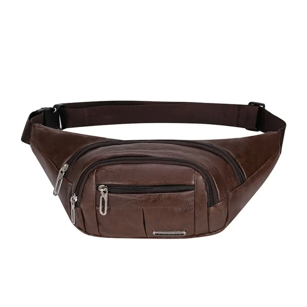 Large Capacity Waist Bum Bag Casual Waterproof Solid Color Fanny Pack PU Leather Chest Bag