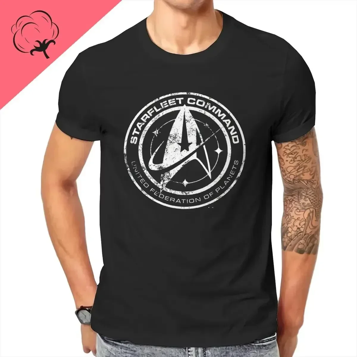 Men T-Shirt Star_Trek_Discovery_Starfleet_Academy Cool Pure Cotton Tee Shirt Short Sleeve T Shirts O Neck Tops Adult