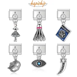 Hapiship New Original Daisy Fashion Girl Mask Eye Passport Charm Links Fit 9mm Bracelet Stainless Steel Jewelry Making DJTop80