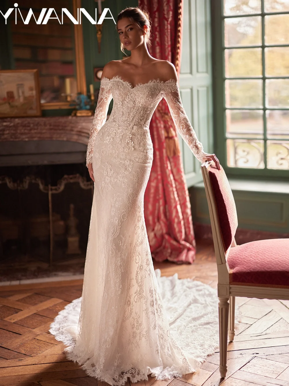 

Stunning Beaded Lace Long Wedding Dress Captivating Off Shoulder Bridal Gown Customized Backless Mermaid Dresses For Bride