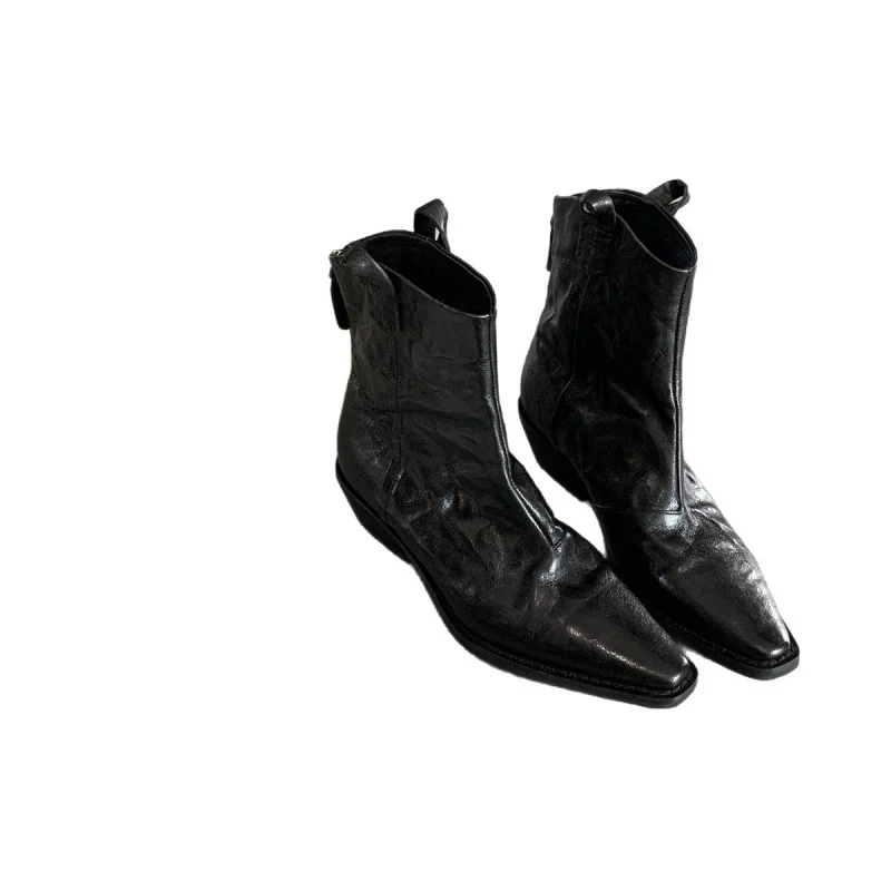 2025 moda punta a punta moderna donna stivaletti scarpe femminili tacchi quadrati donna stivaletti elasticizzati alla caviglia cerniere scarpe pompe 35-42