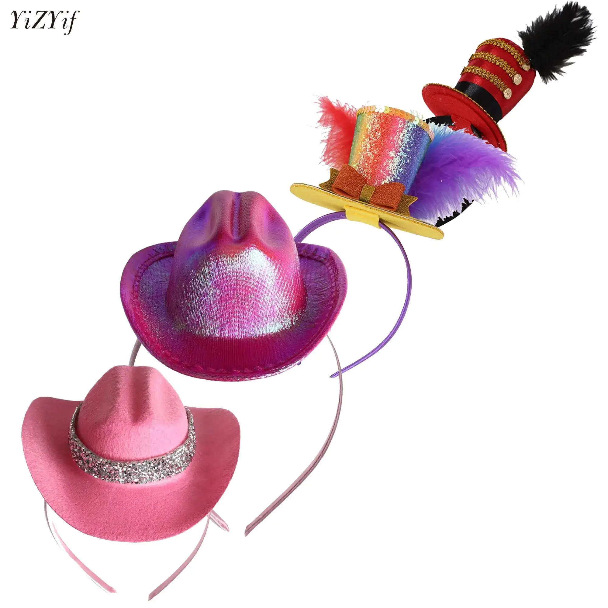 الغربية راعية البقر قبعة الشعر هوب هالوين قطع زينة السيرك Ringmaster قبعة عقال لعيد الميلاد حفلة تنكرية عيد ميلاد خوذة #1