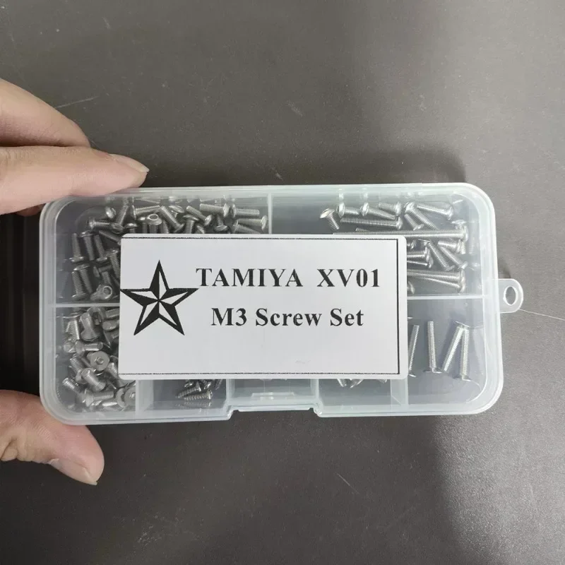 สำหรับ TAMIYA XV01 ชุดสกรูสแตนเลส M3 สกรูหัวหกเหลี่ยมแบบแบน สำหรับรถ RC ขนาด 1/10 TAMIYA XV-01