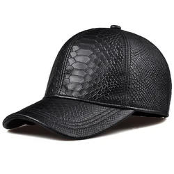 Fashion 2024 New Crocodile Pattern Baseball Caps Tide Cap women Men Autumn Winter Sun Hat Real Leather Peaked Hat Adjustable